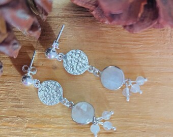 Rainbow Moonstone Dangle Earrings in 925 Sterling Silver / Gifts for Her / Birthday / Anniversary