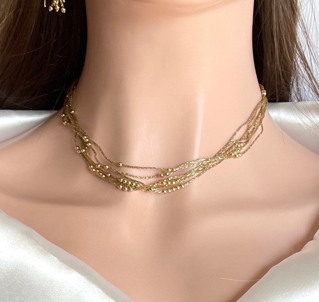 Collar De Malla De Alambre En Oro S lido De 14k Estilo De Dise ador collar-de-malla-de-alambre-en-oro-s-lido-de-14k-estilo-de-dise-ador