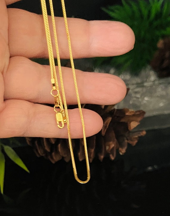 Box Chain 18 Inches in Solid 22K Yellow Gold Gift Unisex Xmas birthday Valentines Etsy Canada