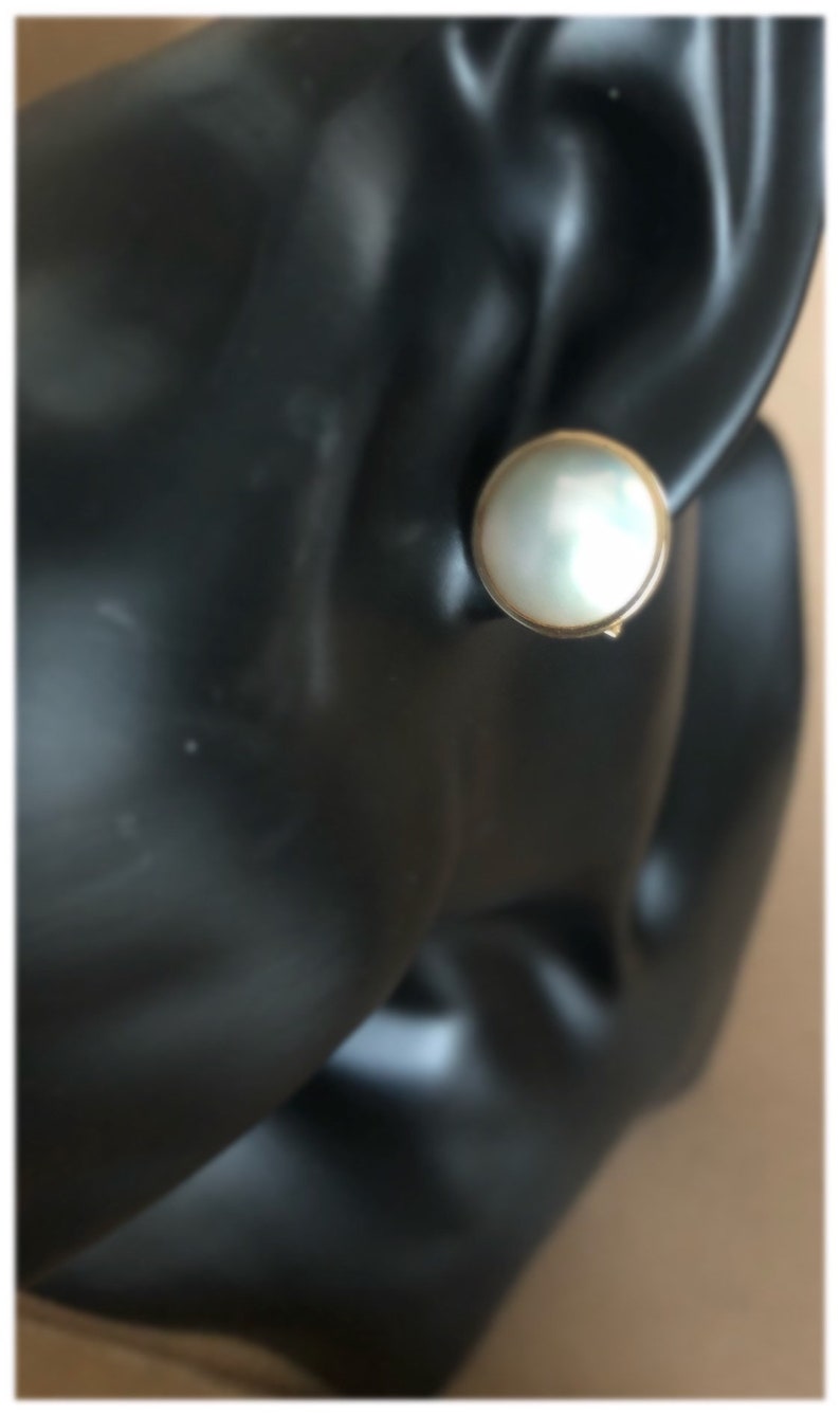 Elegant Pearl Stud Earrings in 14 Kt solid Gold ../ Wedding Jewelry / Gifts for Her/ Party image 8