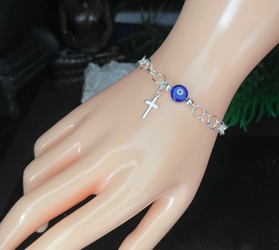 Braccialetto da donna in argento Sterling 925 con occhio