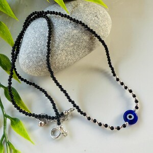 Evil Eye Necklace with Black Onyx in 925 Sterling Silver/Gift for Her /Christmas/Graduation/Birthday/Valentines/Protection/Evil Eye