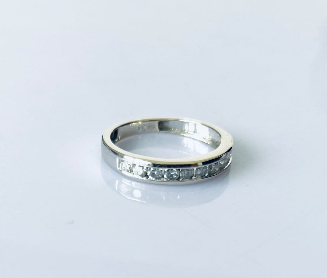14K White Gold Diamond Wedding Band, Channel Set (0.50 CTW) - Etsy