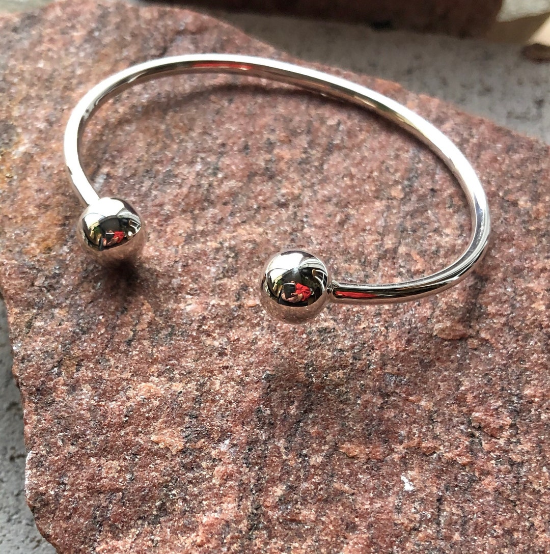 Cuff Bracelet With Ball Ends in Sterling Silver Free Etsy