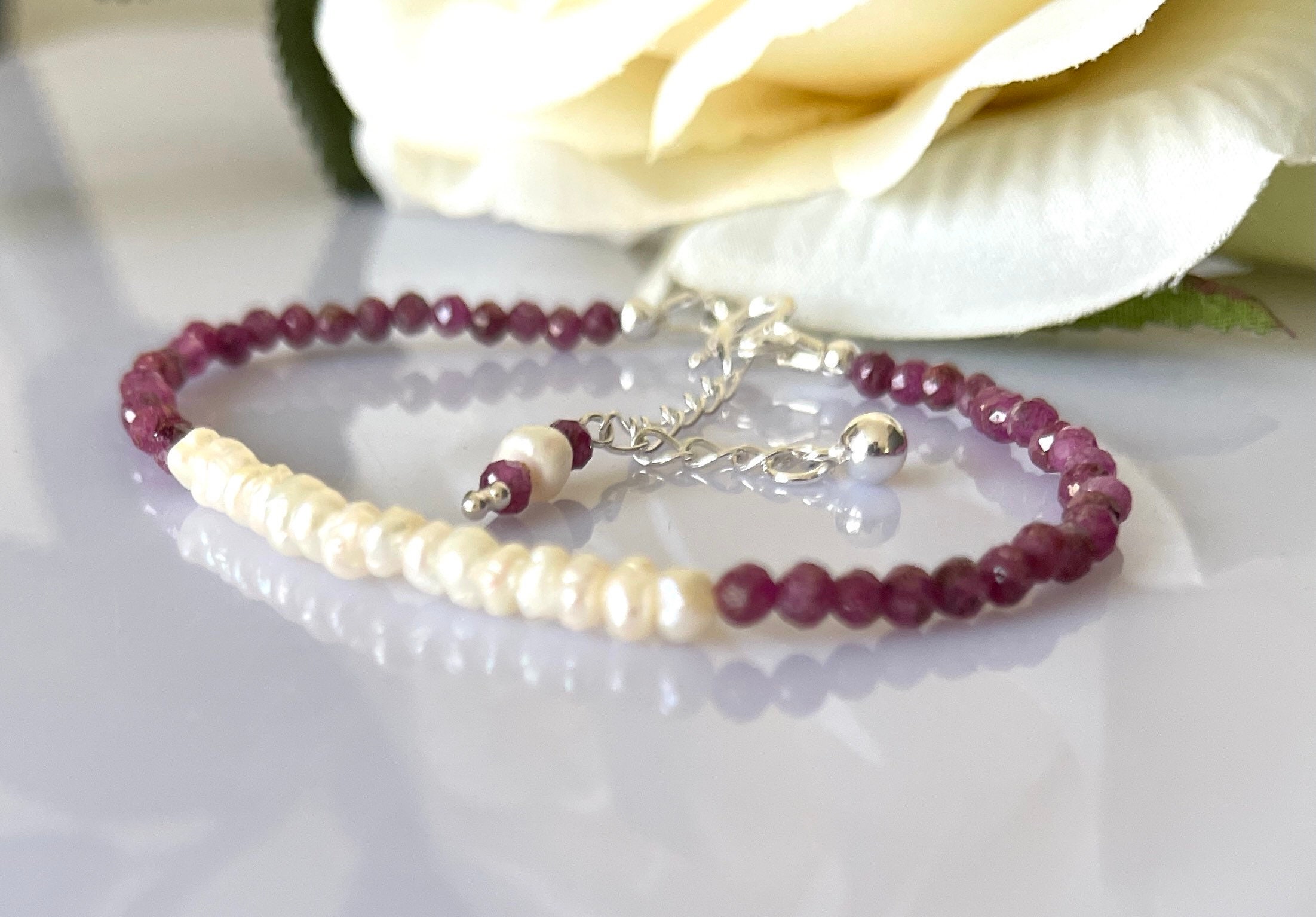 Ruby and hotsell pearl bracelet
