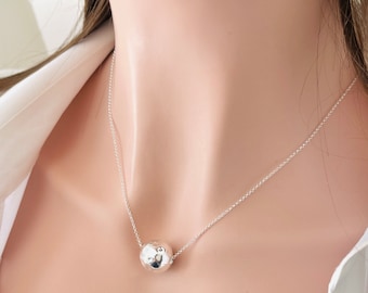 Beautiful Hammered Ball with  Chain in 925 Sterling Silver / Gifts for Her / Graduation / Birthday/Christmas /Anniversary/Mothers Day