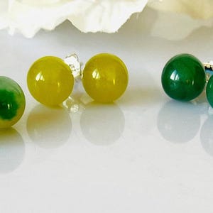 10mm Round Natural Multicolor Jade  925 Sterling Silver Stud Earrings/Gifts for Her / Bridesmaid /Xmas / Valentines / Birthday/Graduation