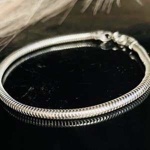 Sterling Silver Bracelet /925/ thick bracelet / Snake link / valentines s graduation / Birthday/ Layered bracelet