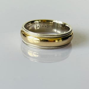 Solid 10k Band / Ring Two Tone Milgrain Edge / Unisex/gift/Anniversary/Wedding/Promise Ring/Graduation/Christmas/Valentines