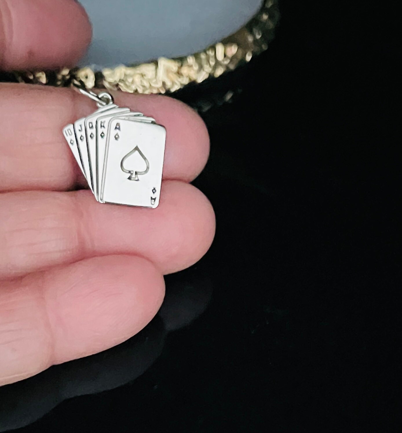 Flush Card Deck Shape Charm in Solid 14K Gold / Gift /Unisex/Necklace/Pendant /Christmas/Birthday/Graduation/Luckythumbnail