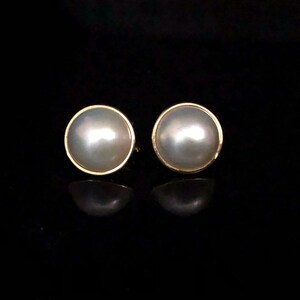 Elegant Pearl Stud Earrings in 14 Kt solid Gold ../ Wedding Jewelry / Gifts for Her/ Party image 9