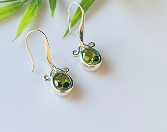 Gorgeous Blue Topaz / Peridot Earrings handcrafted in 925 Sterling Silver / Gifts for Her/ Graduation /Valentines/Christmas / February Stone
