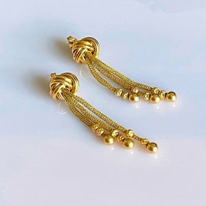 Earrings in Solid 14K Wire Mesh Dangle and Beads/ Gifts for Her