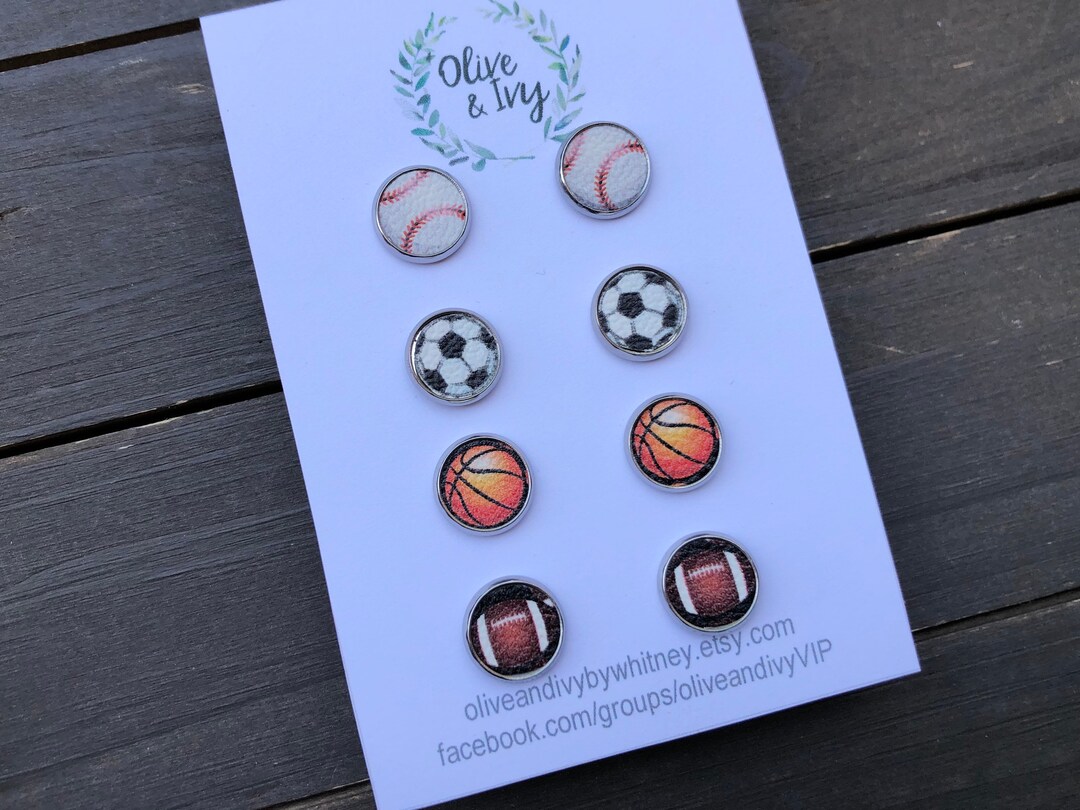 Sports Stud Earrings, Small Baseball Earrings, Soccer Stud Earrings