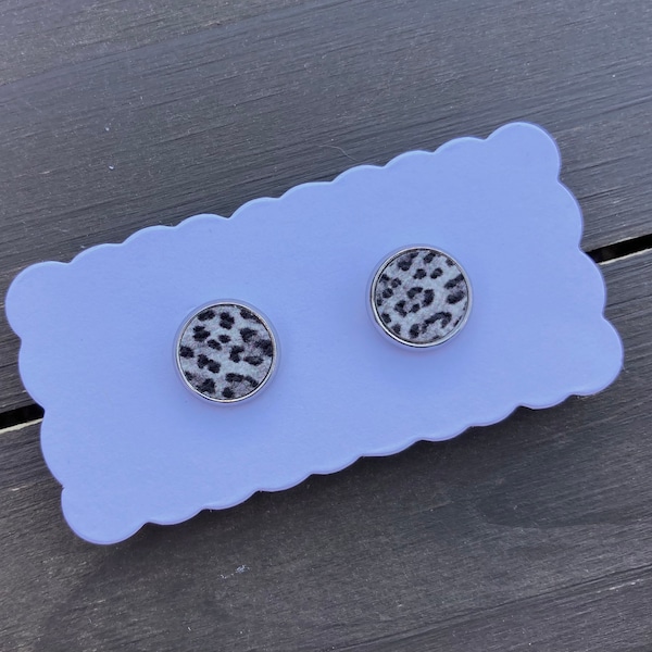 Black Animal Print Studs, Neutral Stud Earrings, Small Stud Earrings, Leopard Cheetah Studs, Animal Print Earrings, Small Black Earrings