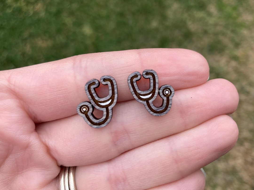 Nurse Stud Earrings Small Stethoscope Studs Nurse Earrings Etsy