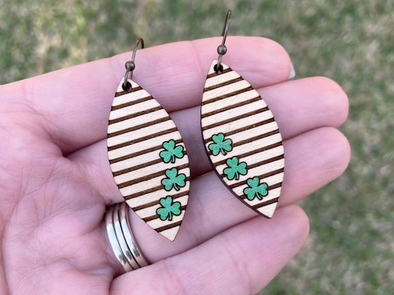 St Patricks Day Earrings Green Clover Earrings St Patricks 