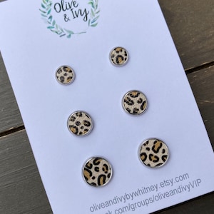 Leopard Studs, Animal Print Studs, Neutral Stud Earrings, Small Stud Earrings, Cheetah Studs, Animal Print Earrings, Small Brown Earrings