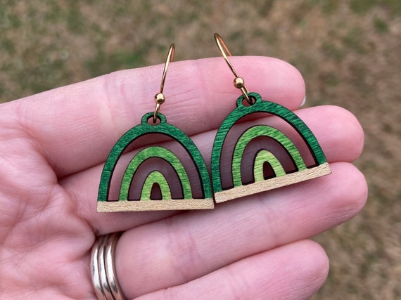 St Patricks Day Earrings Green Rainbow Earrings St Patricks 