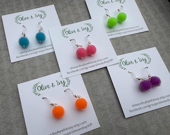 Colorful Girl Earrings, Cute Preppy Dangles, Little Girl Earrings, Small Neon Earrings,  Dangle Earrings, Hypoallergenic Girl Earrings
