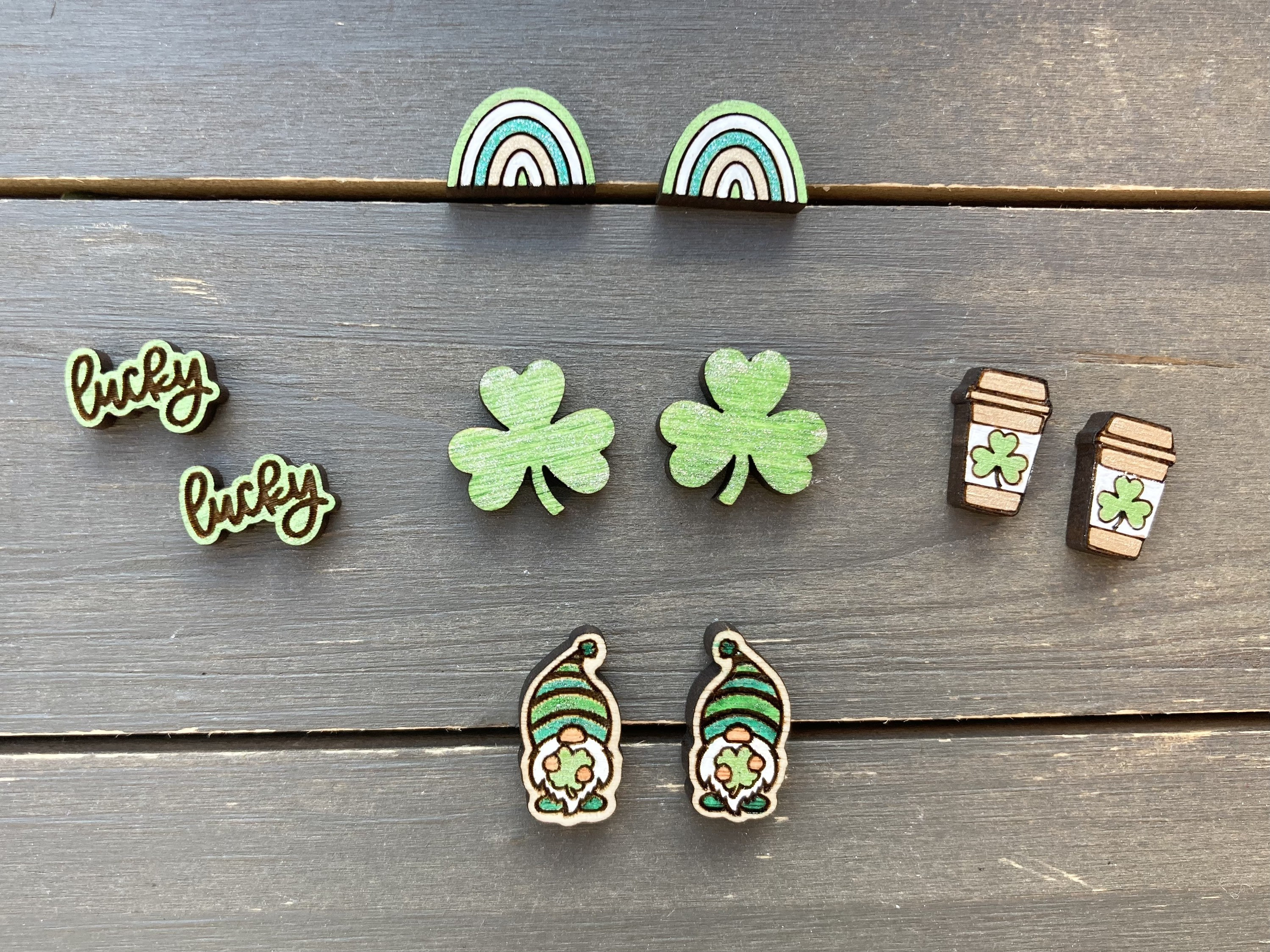St. Patricks Day Earrings, Clover Earrings, St. Patty, St