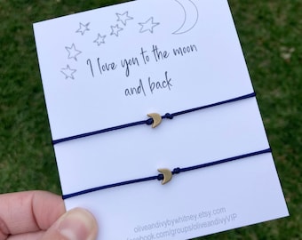 Mommy and Me Bracelets, To the Moon and Back Bracelets, Mom and Me Bracelets, I Love You Mommy Bracelets, Mothers Day Bracelet Gift