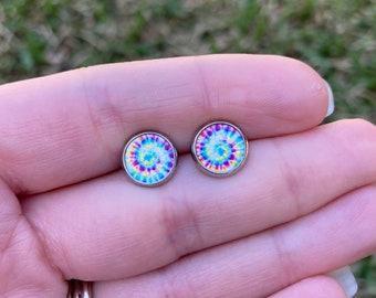 White and Pink Cubic Zirconia Round Stud Earrings for Women / 925