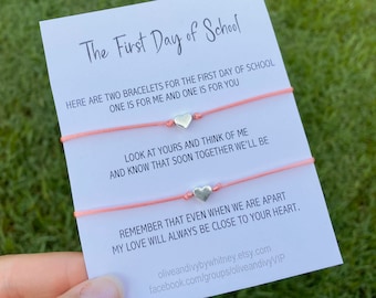 First Day of School Bracelets, Mommy and Me Bracelets, Kindergarten Mommy Bracelets, Preschool Mommy Bracelets, Mommy and Me Heart Bracelets