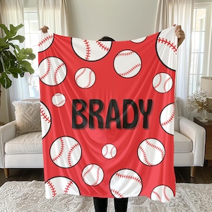Custom Baseball Blanket, Personalized Boys Blanket, Soft Kids Throw, Baseball Name Blanket, Baseball Team Gift Blanket, Kids Sports Blanket