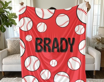 Custom Baseball Blanket, Personalized Boys Blanket, Soft Kids Throw, Baseball Name Blanket, Baseball Team Gift Blanket, Kids Sports Blanket