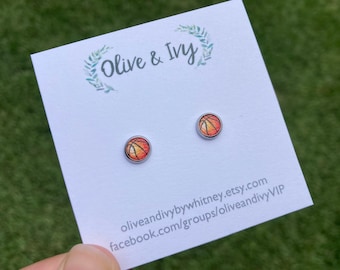 Tiny Basketball Stud Earrings, Small Basketball Earrings, 6mm Ball Earring, Little Girl Basketball Earrings, Small Sports Earring, Tiny Stud