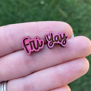 Fri Yay Stud Earrings, Teacher Appreciation Gift, Friday Stud Earrings, Small Teacher Earrings, Teacher Gift, End of Year Teacher Gift