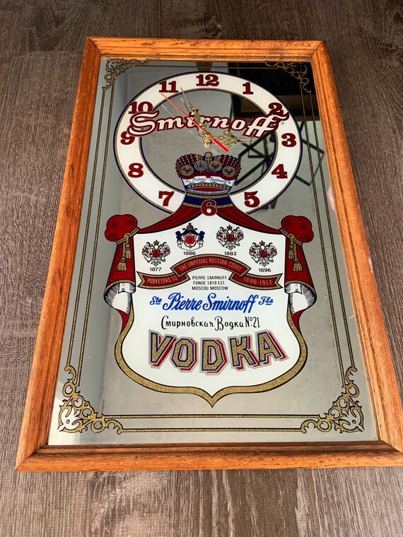 VINTAGE Smirnoff Vodka Mirror Clock Advertisement Working Etsy