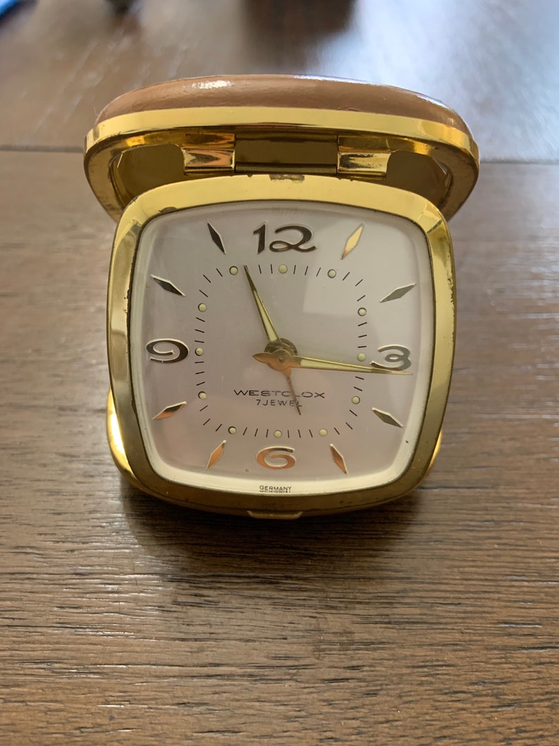VINTAGE Westclox 7 Jewel Gold Tone Travel Alarm Clock Etsy