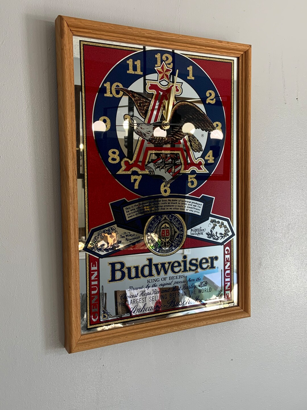 VINTAGE Restored 1988 Budweiser Mirror Clock Etsy