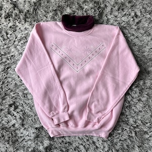 Vintage Light Pink PFI Fashions Abstract Stars Turtleneck Sweatshirt