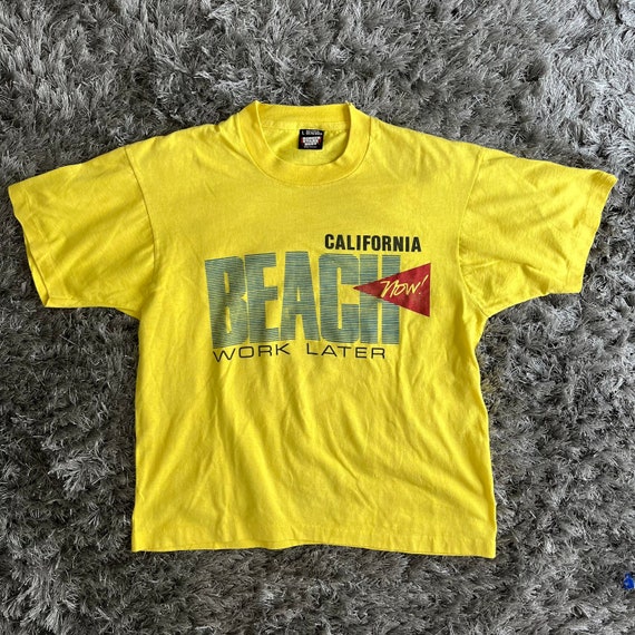 Vintage 80s California "Beach Now! Work Later" T-S