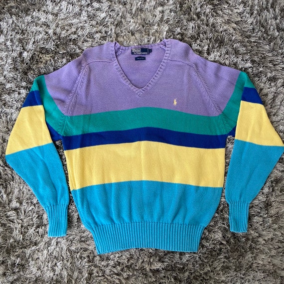 Vintage Colorful Polo Sweater