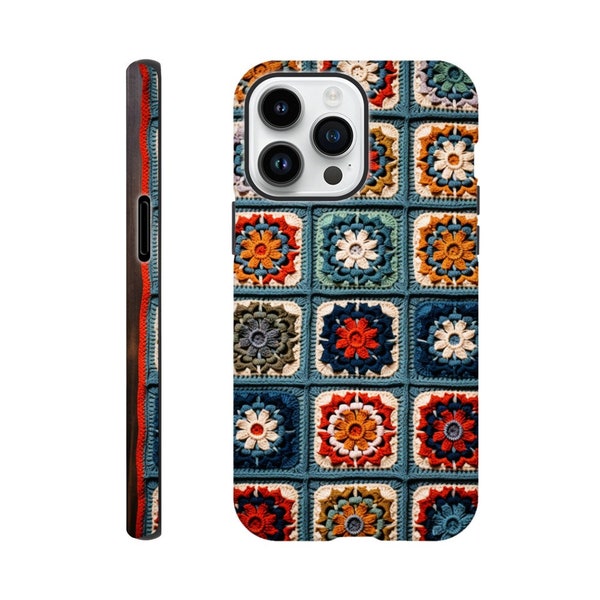 The Granny's Blanket Patchwork Phone Cover, Tough Case, 3D realism, Vintage Crochet Blanket Knit | iPhone |  Samsung