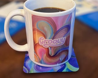 Groovy Mug with Original Art Background - Unique Coffee Cup, Perfect Gift, Psychedelic Artistic Drinkware, Eye-Catching Design