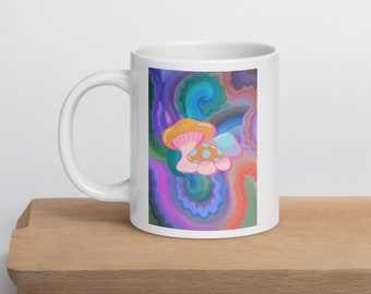 Mushroom Psychedelic Mug - Original Oil Painting Design, Unique Artistic Coffee Cup, Perfect for Dreamy Mornings, Groovy & Funky Mug