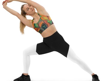 Orange Psychedelic Sports Bra - Vibrant Yoga Bra, Colorful Workout Gear, Perfect for Running, Biking, Gym, Hiking, Fitness