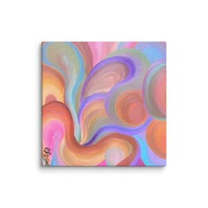 Pastel Abstract Canvas Print, Colorful Psychedelic Modern Wall Art for Living Room, Bedroom, Office, Unique Home Decor, Painting for Dorm