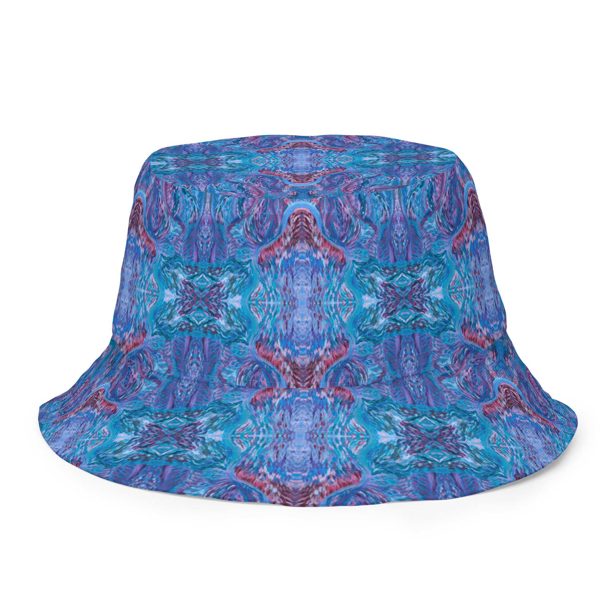 Lilac Reversible Bucket Hat, Psychedelic Festival Party Hat, Trippy Rave and Hippie Style, Stoner Hat, Beach Bucket Hat, Gardening Hat