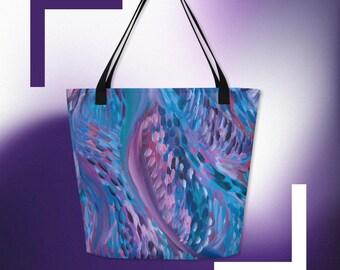 Abstract Art Tote Bag, bold colorful tote bag, abstract design, boho bag, psychedelic bag, artsy tote, market bag, trippy bag, beach bag,