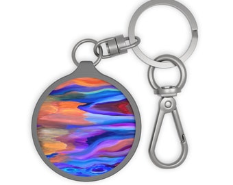 Psychedelic Wood Grain Keychain - Original Art Print, Unique Nature-Inspired Accessory, Art Lover’s Dream Gift