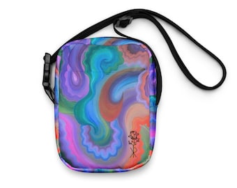 Psychedelic Multi-Colored Crossbody Bag - Original Painting Design, Perfect for Hiking, Festivals, & Everyday Use, Statement Accessory