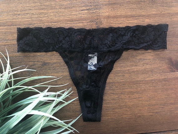 Sexy Hot Wife Embroidered Lace Thong Panties in Black -  Canada