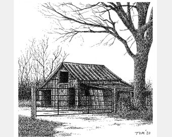 Art Print - Johnson Mill Blvd Barn #1 - Winter Barn Scene - Matted Art Print