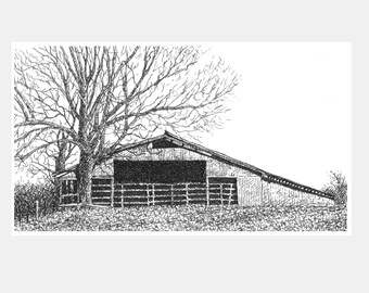 Art Print - Highway 112 Barn #2 - Winter Barn Scene - Matted Art Print